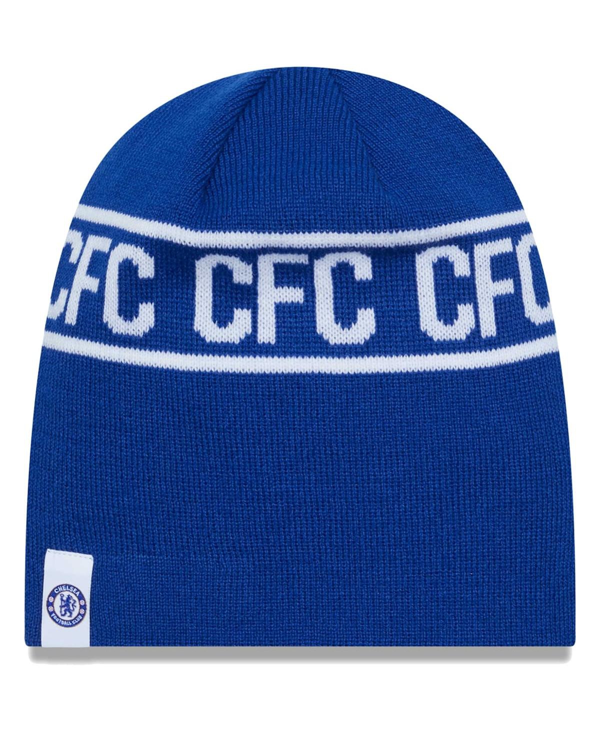 New Era Men's  Blue Chelsea Wordmark Skull Knit Hat In Blue