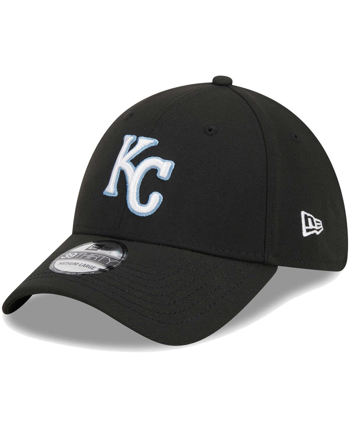 New Era Men's  Black Kansas City Royals Logo 39thirty Flex Hat