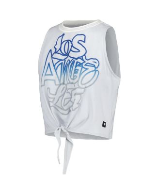 Women's Gray Los Angeles Dodgers Twisted Tie Front Tank Top