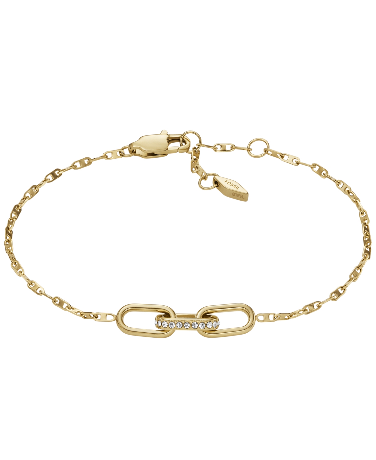 Fossil Heritage D-link Gold-tone Stainless Steel Chain Bracelet