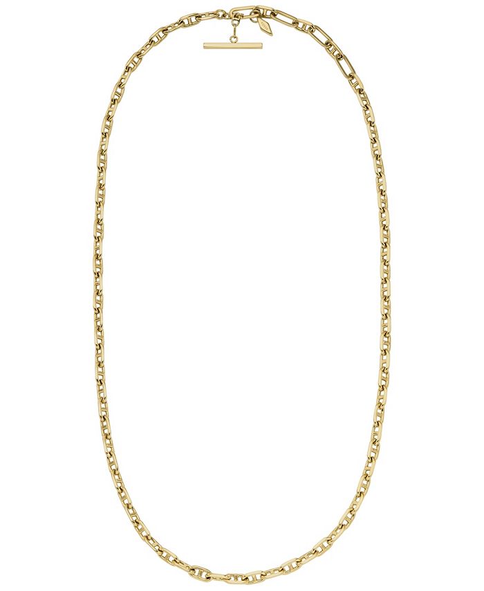 Fossil Heritage D-Link Gold-Tone Brass Anchor Chain Necklace - Macy's