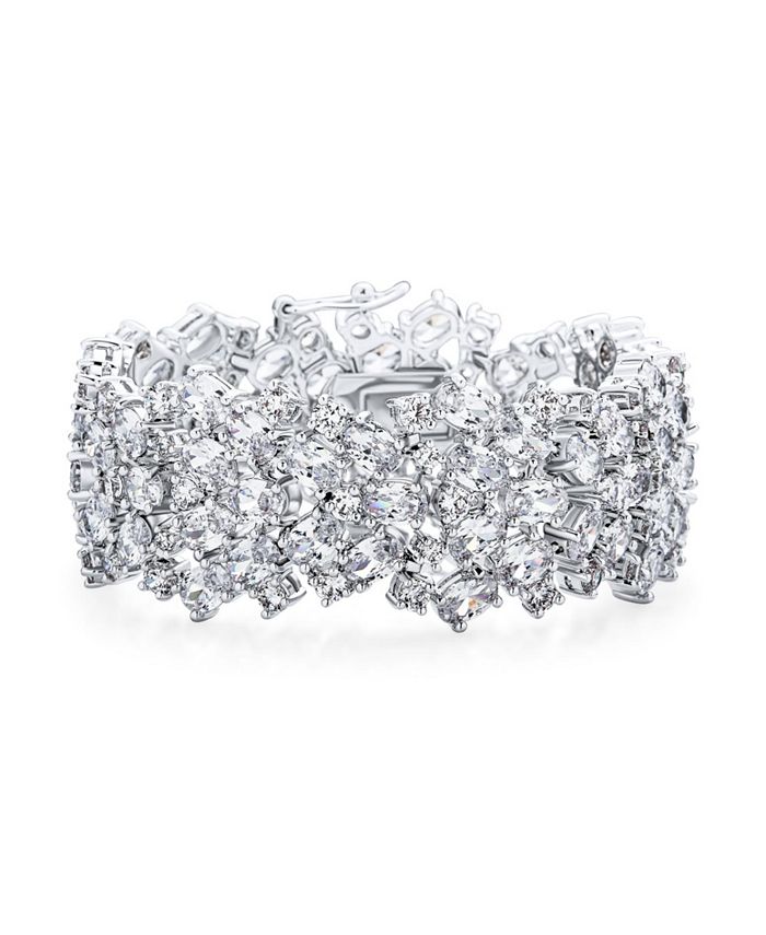 Bling Jewelry Elegant AAA CZ Wide Statement Bracelet for Women, Prom ...