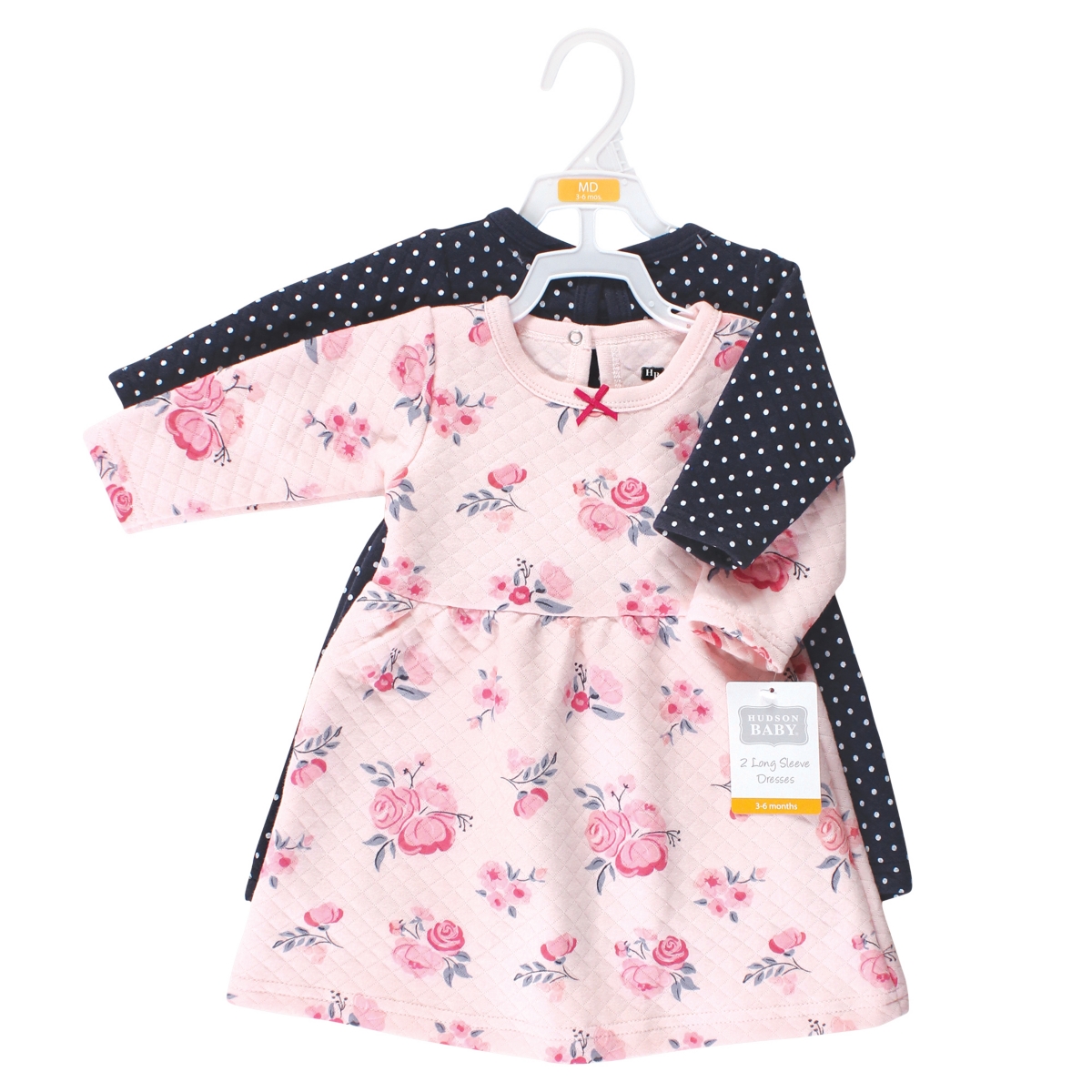 Hudson Baby Baby Girls Hudson Cotton Dresses, Pink and Navy Floral, 12-18 Months