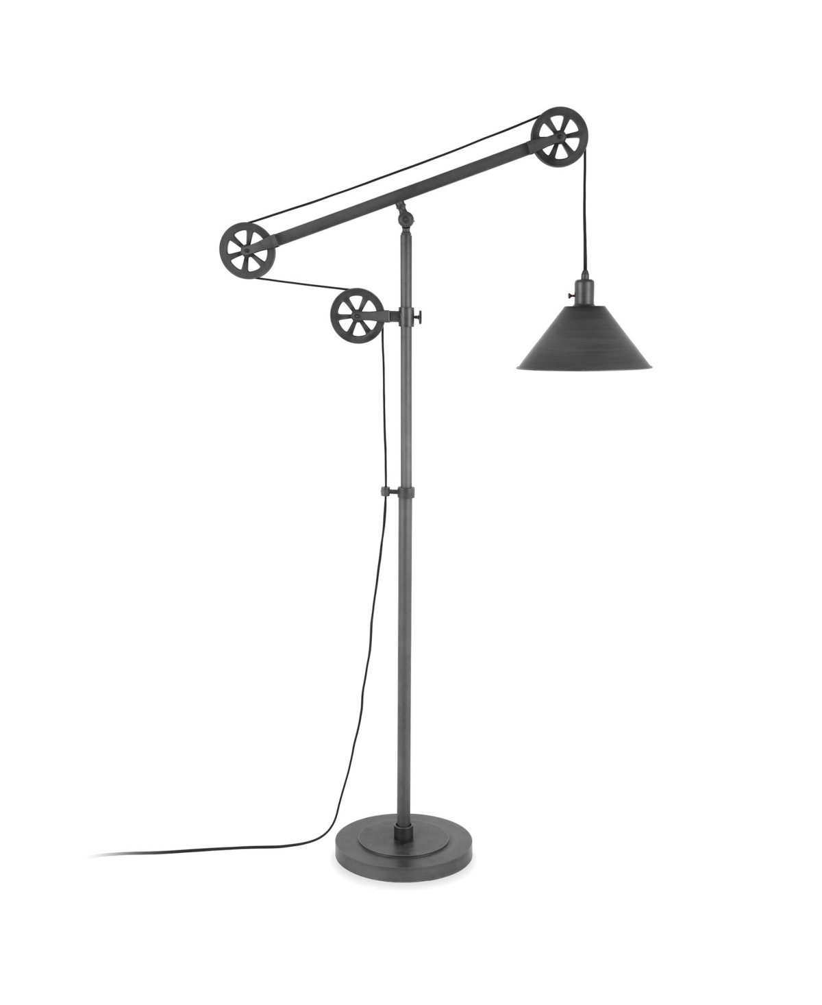Hudson & Canal Descartes 70" Metal Shade Pulley System Floor Lamp In Aged Steel