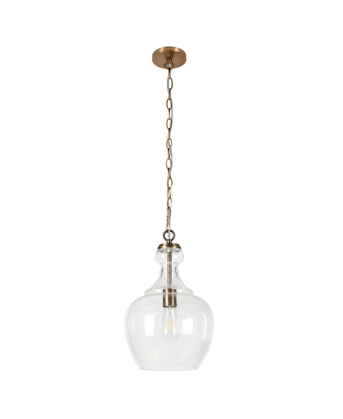 Hudson & Canal Verona 11" Glass Shade Wide Pendant In Brass