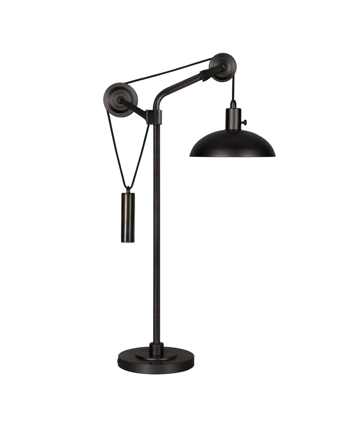 Hudson & Canal Neo 33.5" Metal Shade Tall Solid Wheel Pulley System Table Lamp In Blackened Bronze
