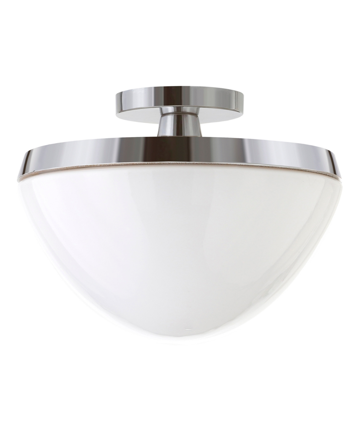 Hudson & Canal Durant 12.62" Glass Shade Wide Semi Flush Mount In Polished Nickel