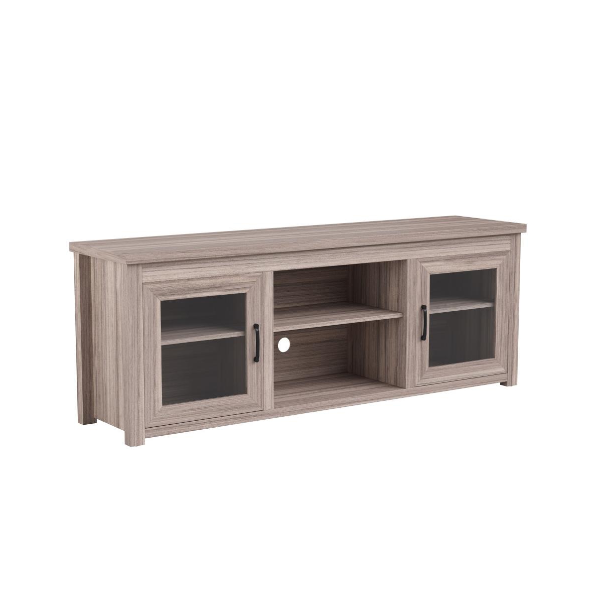 Merrick Lane Galena Traditional Full Glass Door 65" Tv Stand For Up To 80" Tvs - Gray wash oak