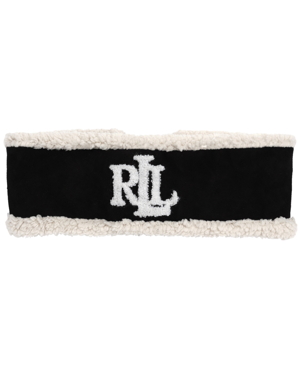 Ralph Lauren Faux Fur Real Suede Logo Headband In Black  display picture 2