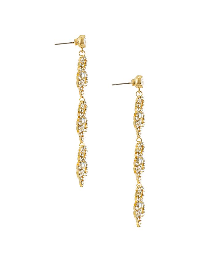 ETTIKA Flower Power Triple Drop 18K Gold Plated Earrings - Macy's