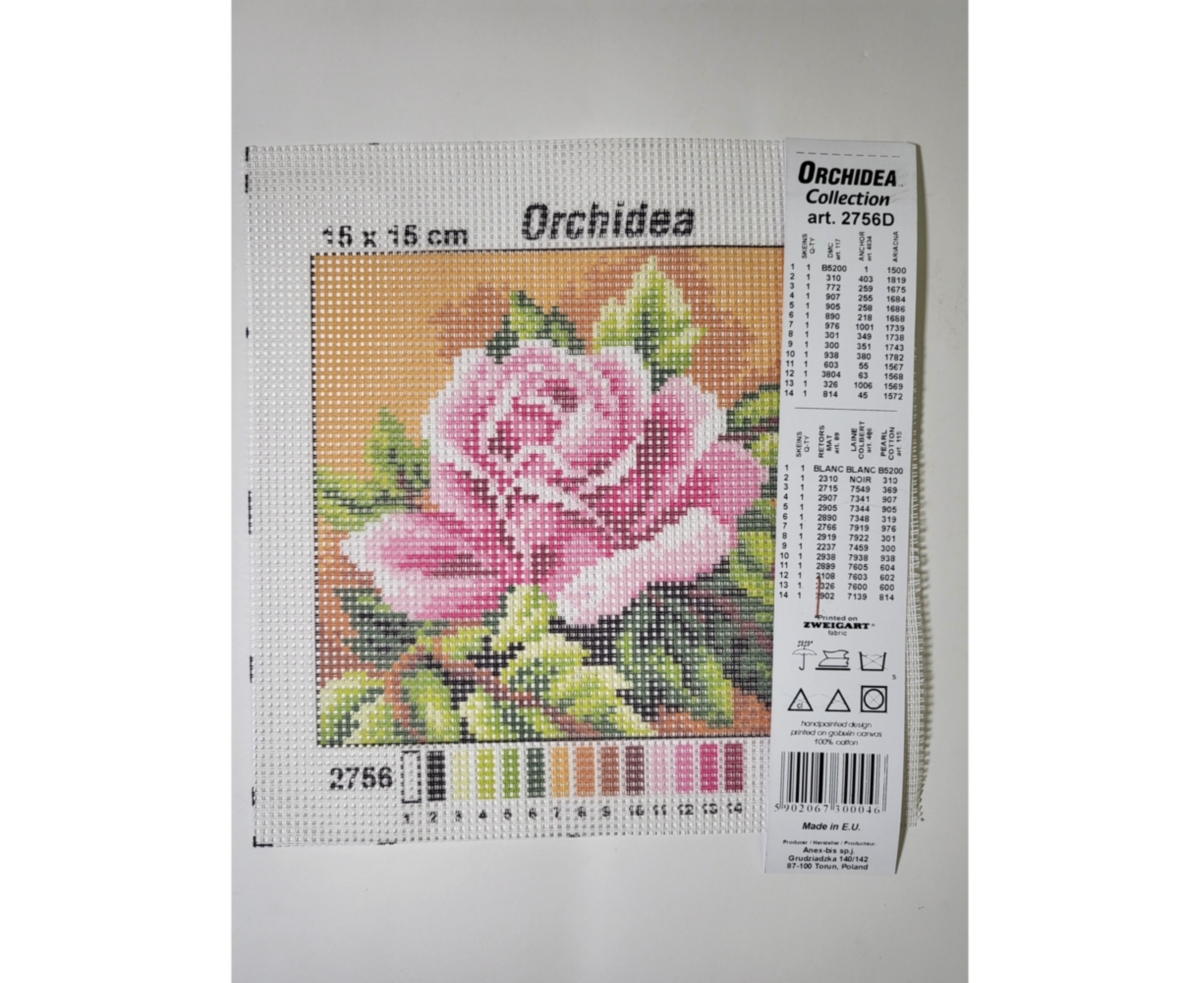 Needlepoint canvas for halfstitch without yarn Rose 2756D - Assorted Pre-pack