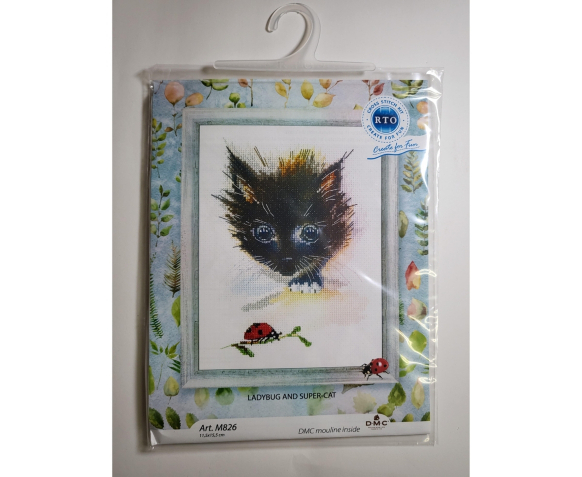 Rto Cat CBE9006 Cross stitch kit with plywood form - Assorted Pre