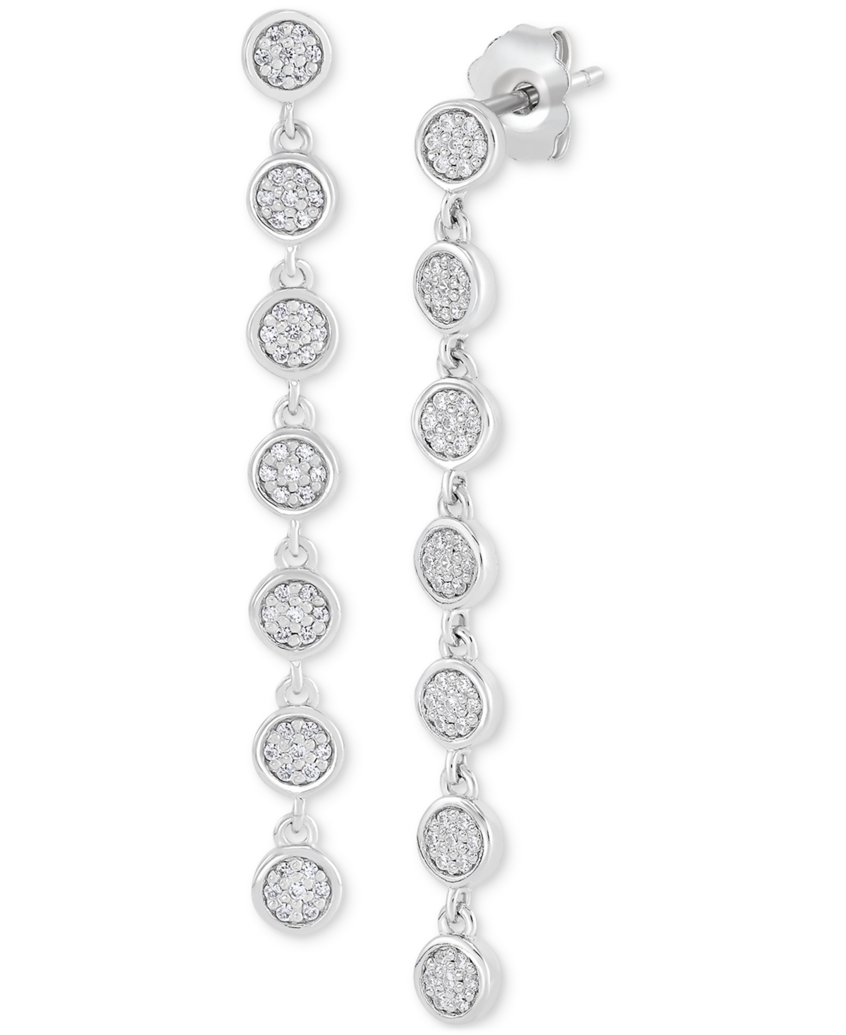 Macy's Diamond Cluster Linear Drop Earrings (1/4 Ct. T.w.) In Sterling Silver