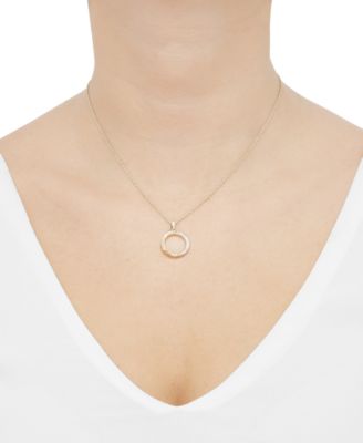Diamond Circle Pendant Necklace (1/10 ct. t.w.) in 14k Gold-Plated Sterling Silver, 16" + 2" extender