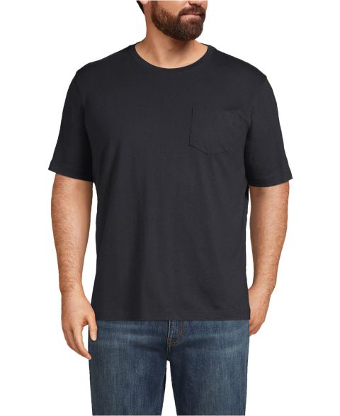 Мужская футболка Lands' End Super-T Short Sleeve with Pocket, цвет: Чёрный