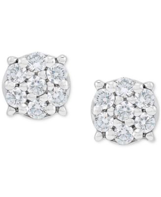 Комплект из 2 предметов Колье-ошейник с бриллиантовой россыпью и серьги-гвоздики в тон (1/4 карата) из чистого серебра