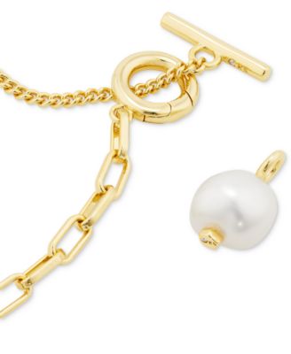 Cultured Freshwater Pearl (10 x 8mm) Split Chain Toggle 17" Pendant Necklace