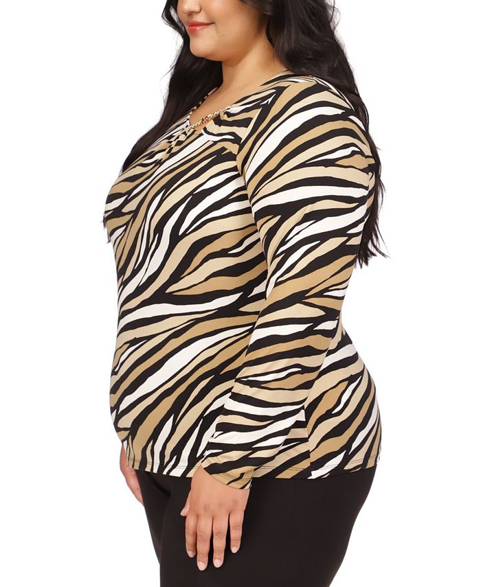 Michael Kors Plus Size Embellished Asymmetric Tiger Stripes Top Macys 