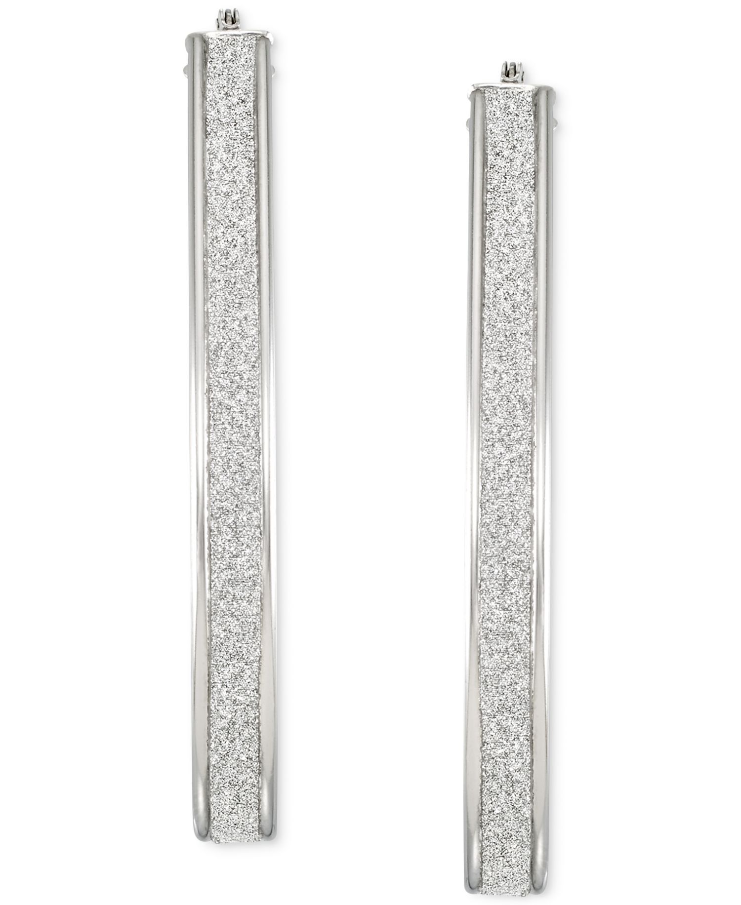 Glitter Pear-Shape Hoop Earrings in Sterling Silver