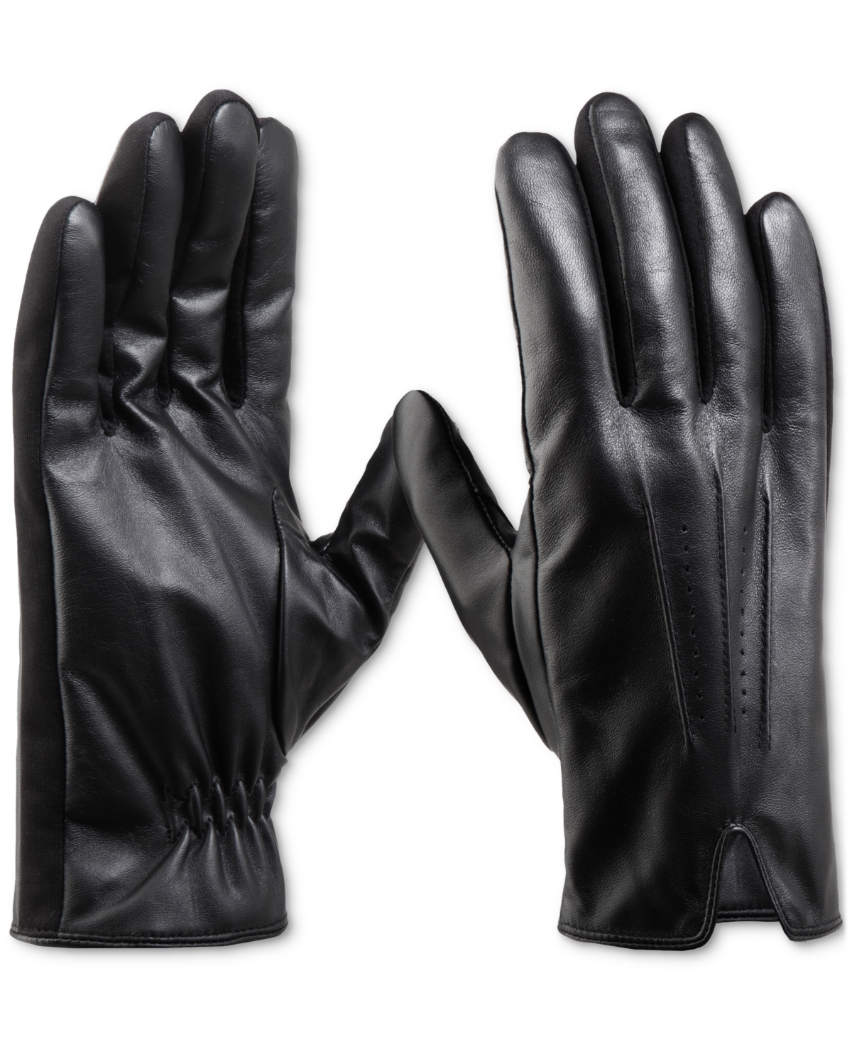 Isotoner Signature Men's Touchscreen Stretch Gloves With Watch Vent In Black