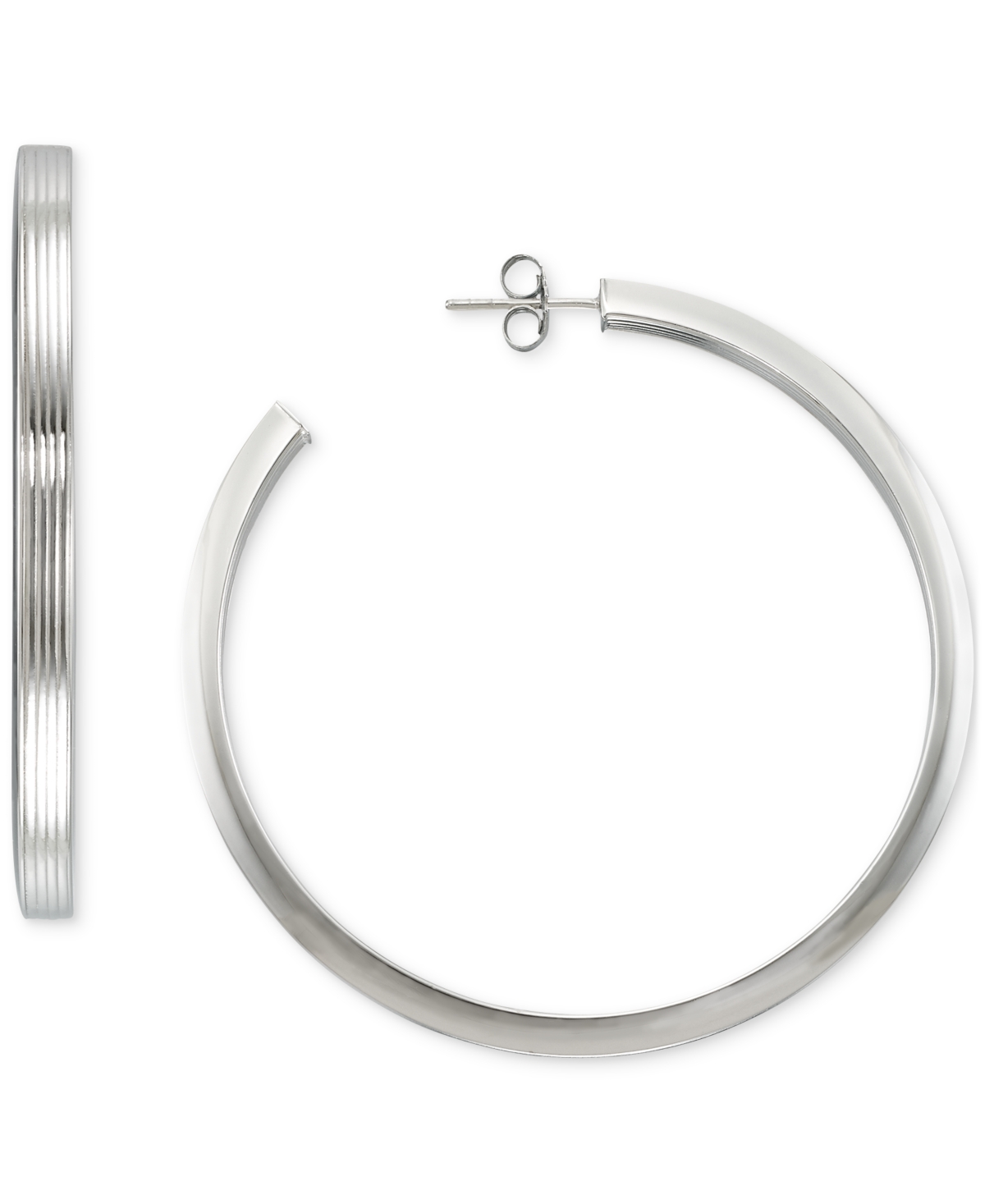 MACY'S TEXTURED C-HOOP EARRINGS IN 14K GOLD VERMEIL OVER STERLING SILVER, 2-1/4" (ALSO IN STERLING SILVER) 
