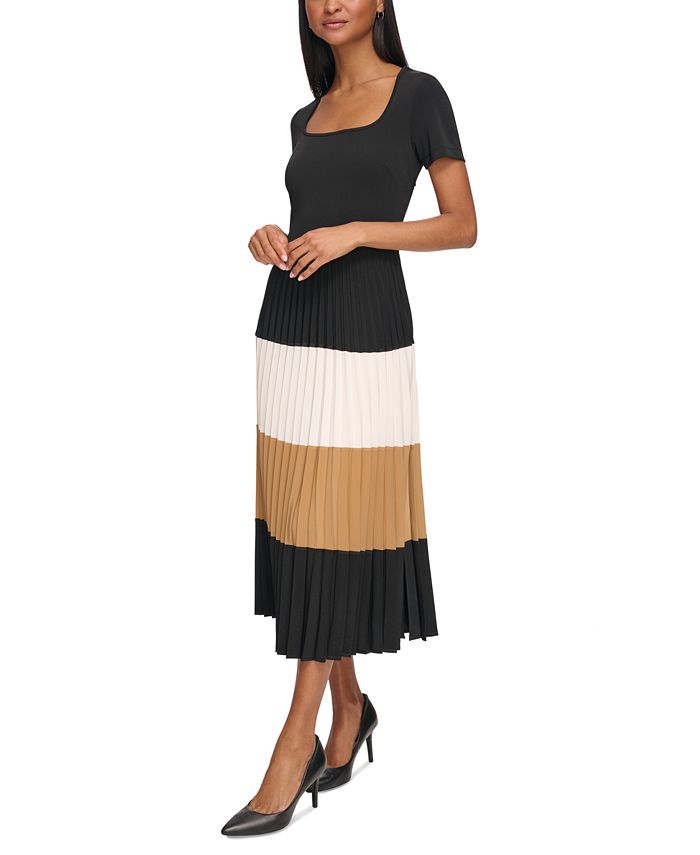 KARL LAGERFELD PARIS Pleated Color Blocked Dress main image 0
