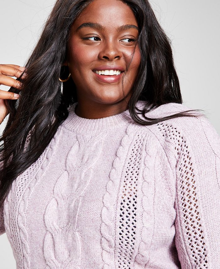 And Now This Trendy Plus Size MixedKnit Crewneck Sweater Macy's