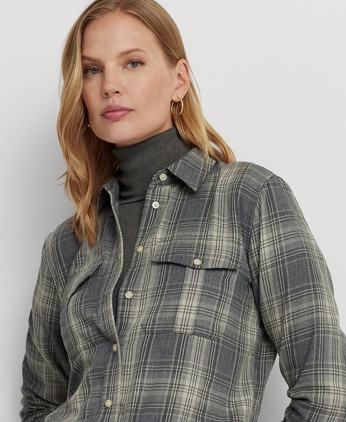 Lauren Ralph Lauren Women's Plaid Twill Shirt Macy's