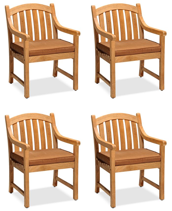 Furniture Set of 4 Bristol Teak Outdoor Dining Chairs Created for