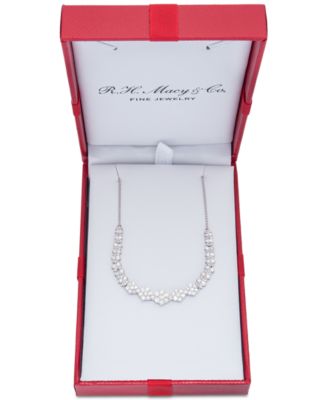 Diamond Graduated Cluster Statement Necklace  (2 ct. t.w.) in 14k White Gold or 14k Yellow Gold, 17" + 2" extender