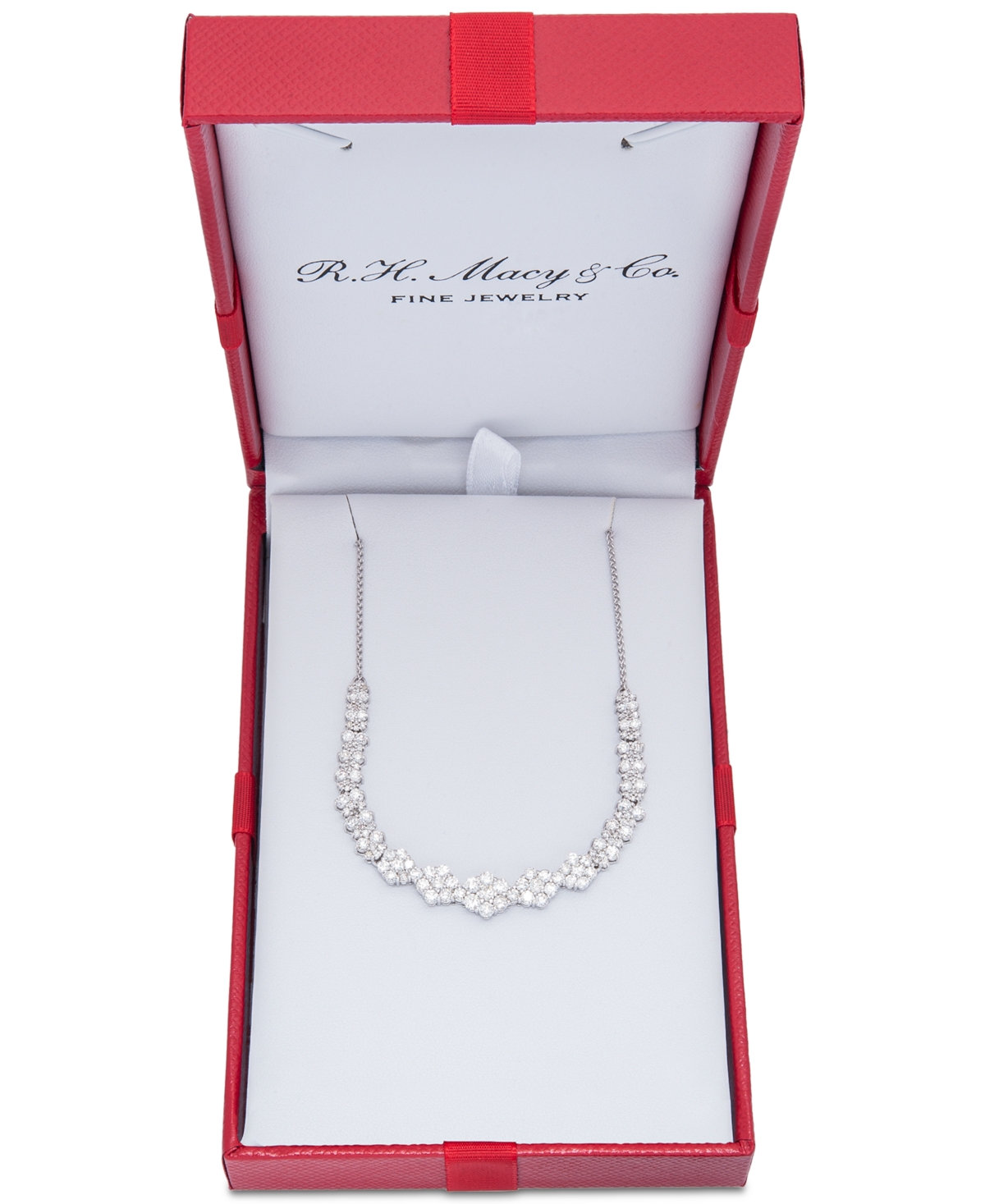 Diamond Graduated Cluster Statement Necklace (2 ct. t.w.) in 14k White Gold or 14k Yellow Gold, 17" + 2" extender