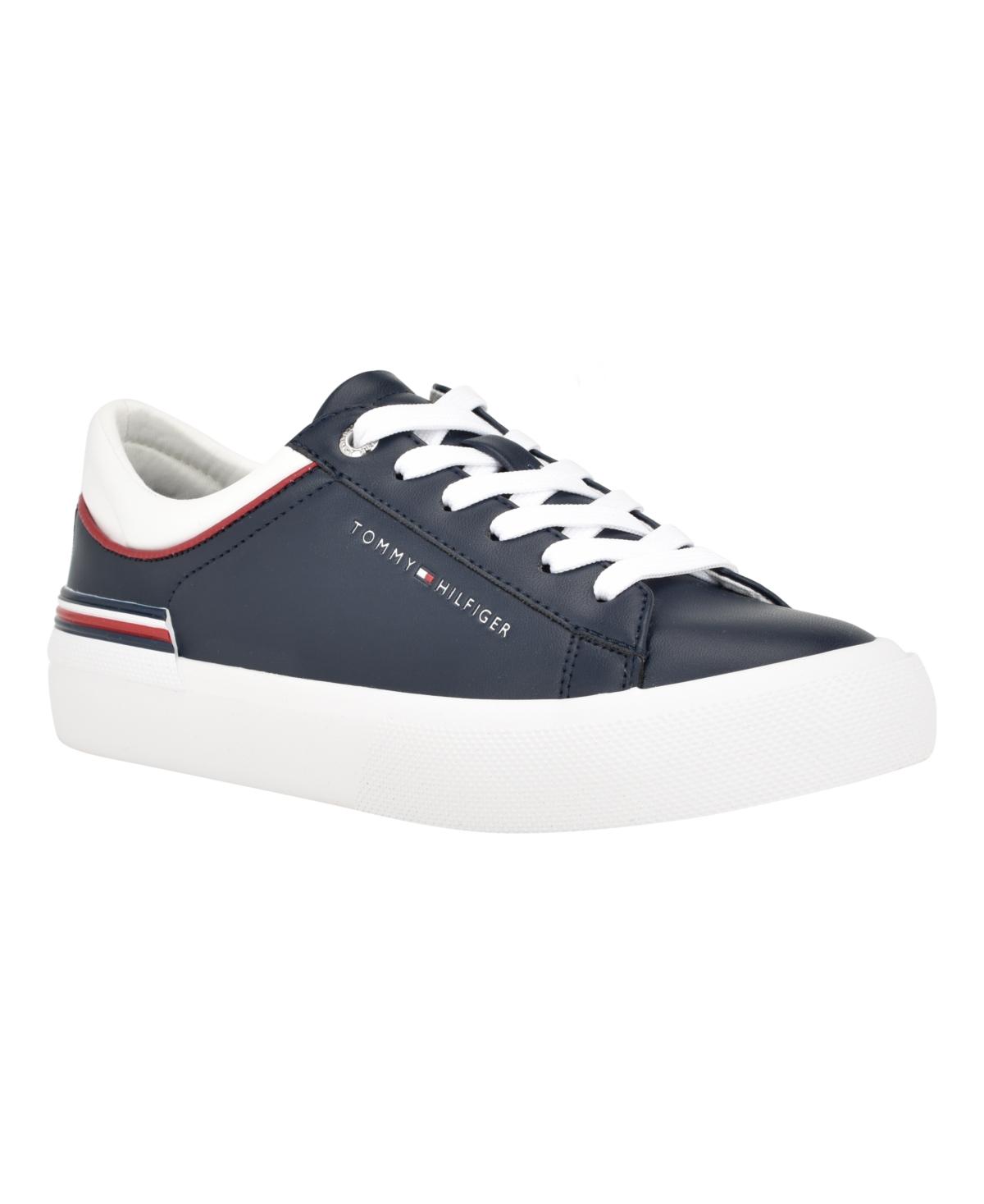Tommy Hilfiger Women's Kerline Casual Lace Up Sneakers In Dark Blue Faux Leather