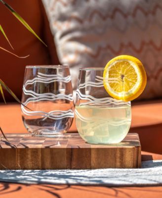 Good Vibrations Stemless Wine Tumbler 17oz - Set of 4 Glasses