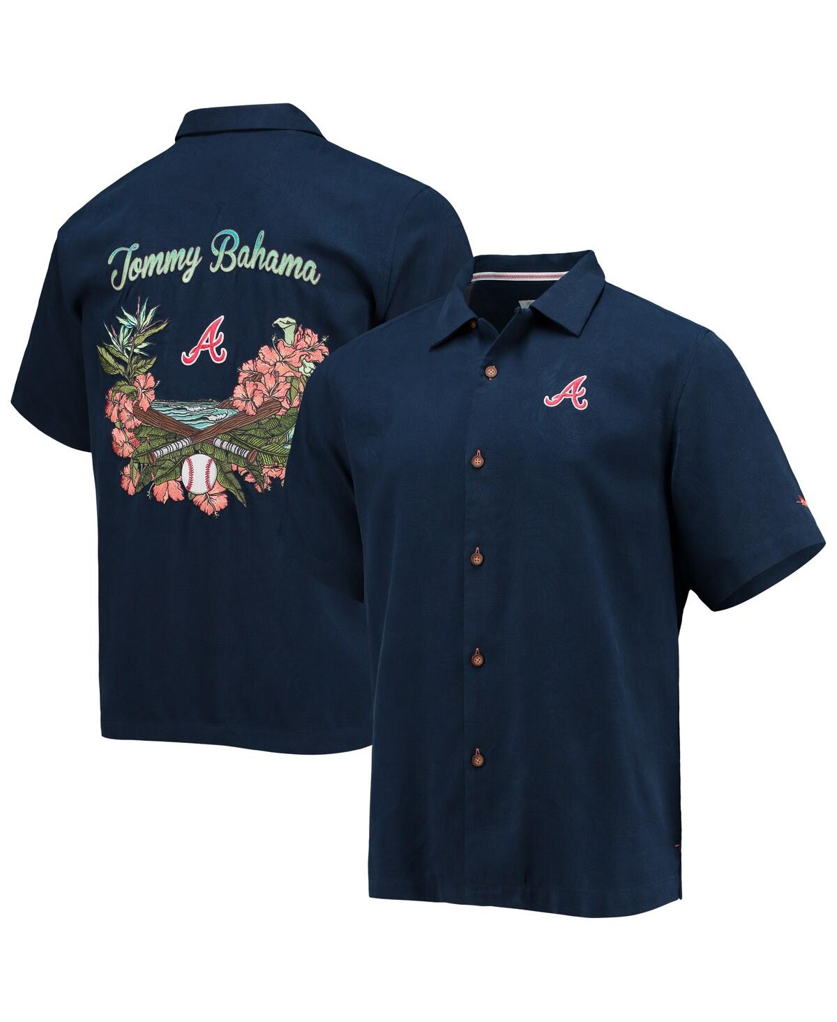 Men's Tommy Bahama Navy Atlanta Braves Baseball Bay Button-Up Shirt