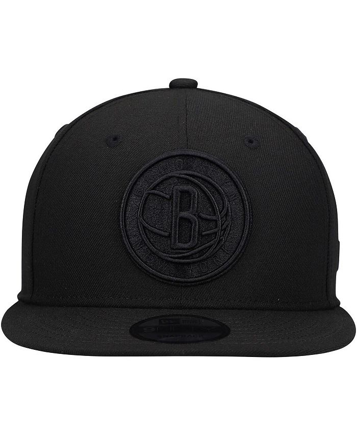 New Era Men's Brooklyn Nets Black On Black 9FIFTY Snapback Hat Macy's