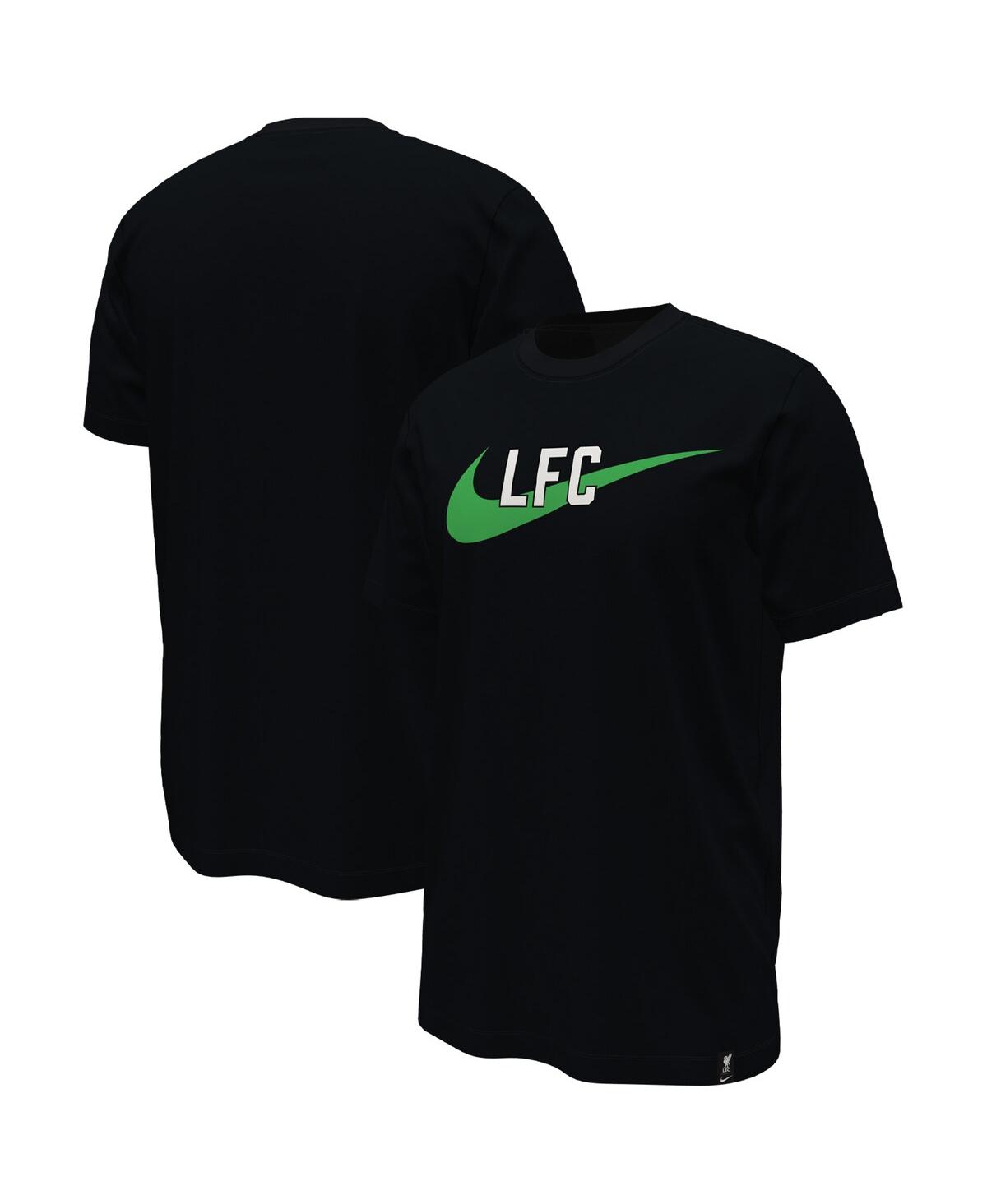 Shop Nike Men's  Black Liverpool Swoosh T-shirt