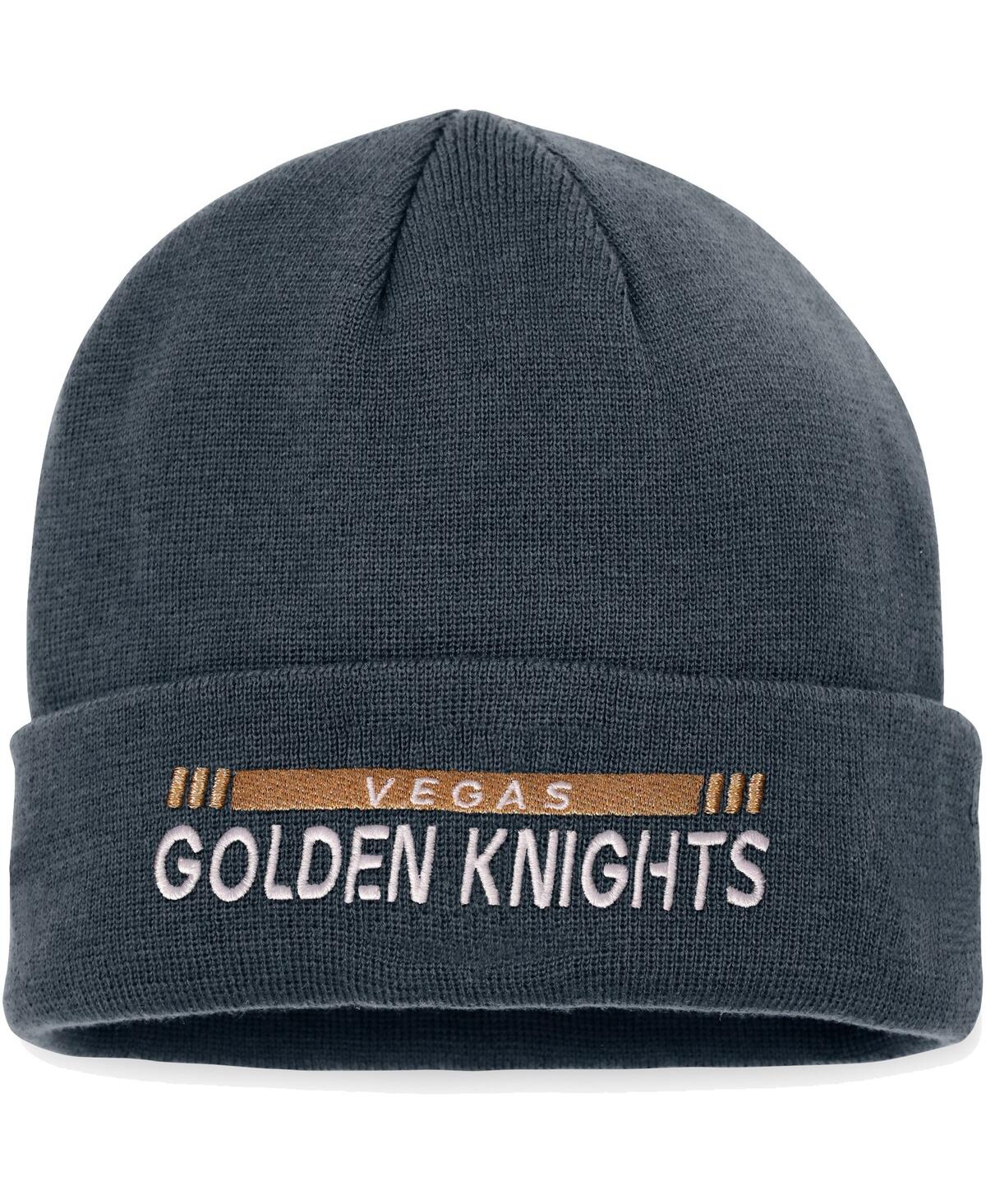Shop Fanatics Men's  Black Vegas Golden Knights Authentic Pro Rink Cuffed Knit Hat
