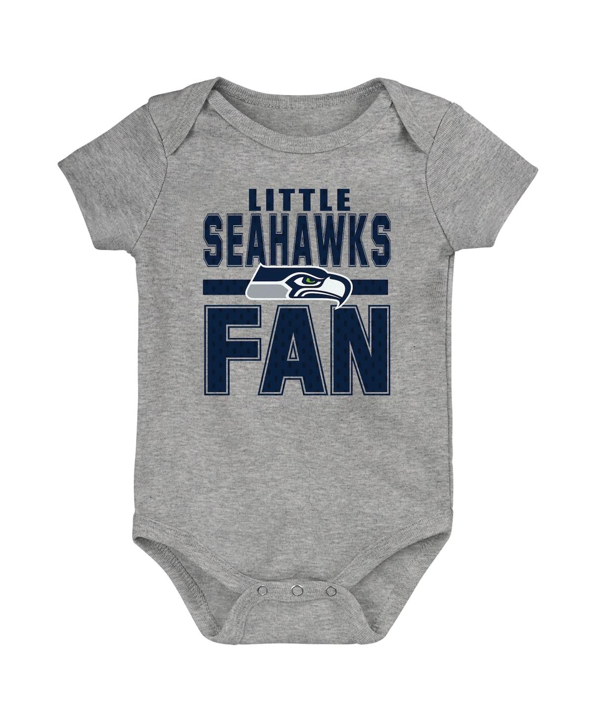 Outerstuff Babies' Newborn And Infant Boys And Girls Heathered Gray Seattle Seahawks Little Fan Bodysuit