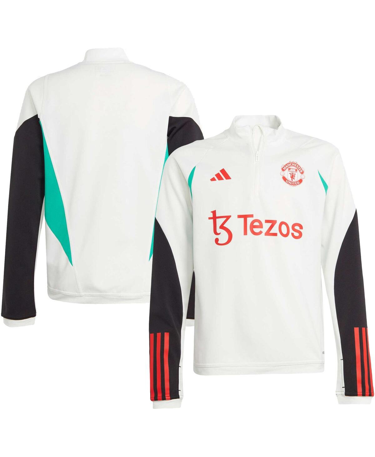 Adidas Originals Kids' Big Boys And Girls Adidas White Manchester United 2023/24 Training Aeroready Quarter-zip Top