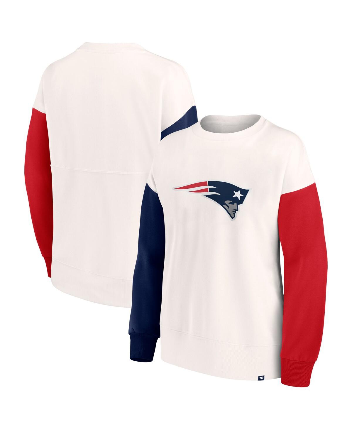 Fanatics Branded White New England Patriots Colorblock Primary Logo Pullover Sweatshirt In White
