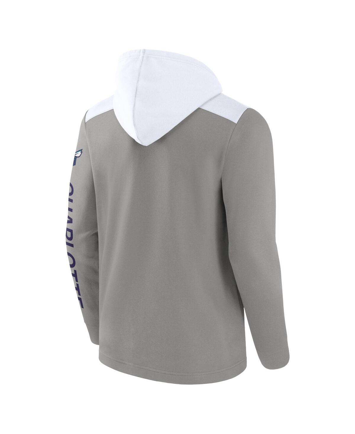 Fanatics Branded Gray/white Charlotte Hornets Skyhook Colorblock Full-zip Hoodie In Gray,white