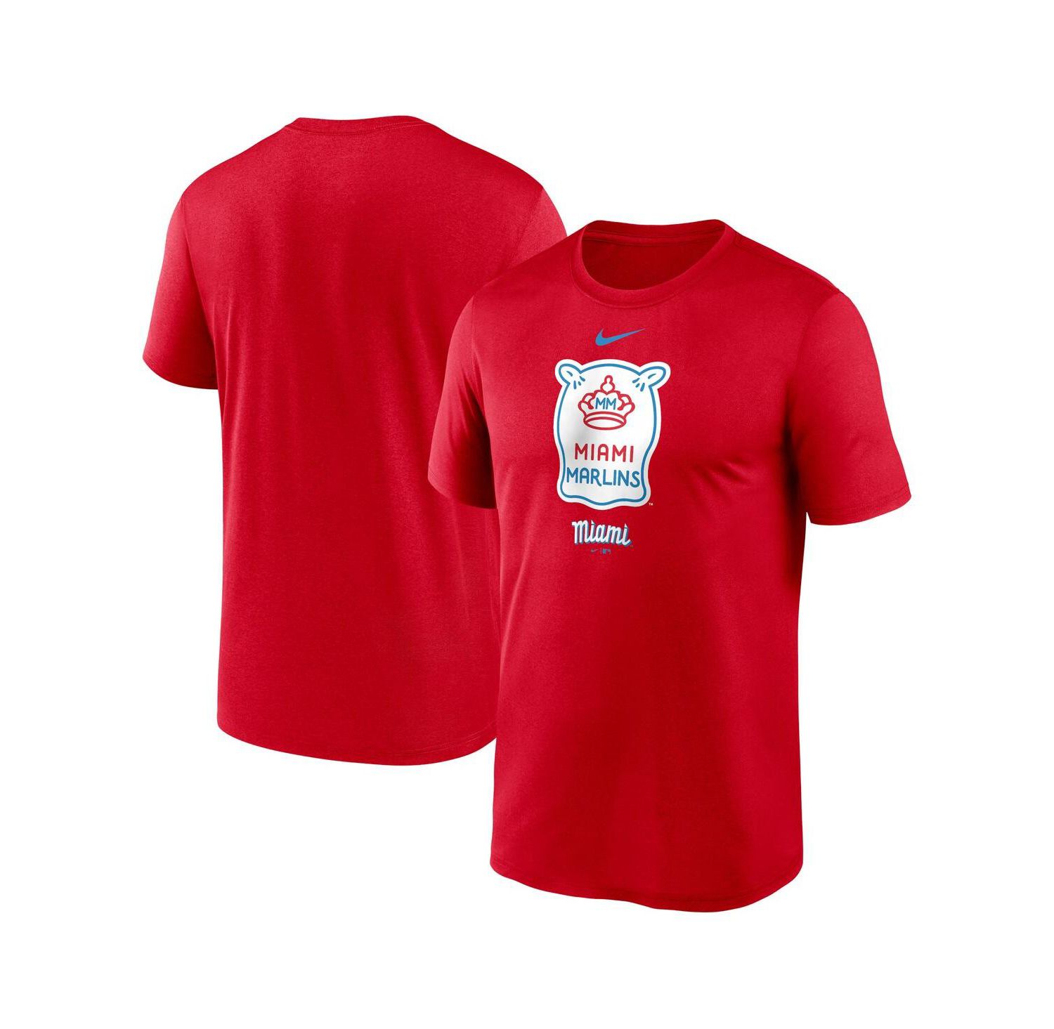 Men's Red Miami Marlins City Connect Logo T-shirt