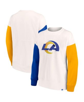 Women's White Los Angeles Rams Colorblock Primary Logo Pullover Sweatshirt