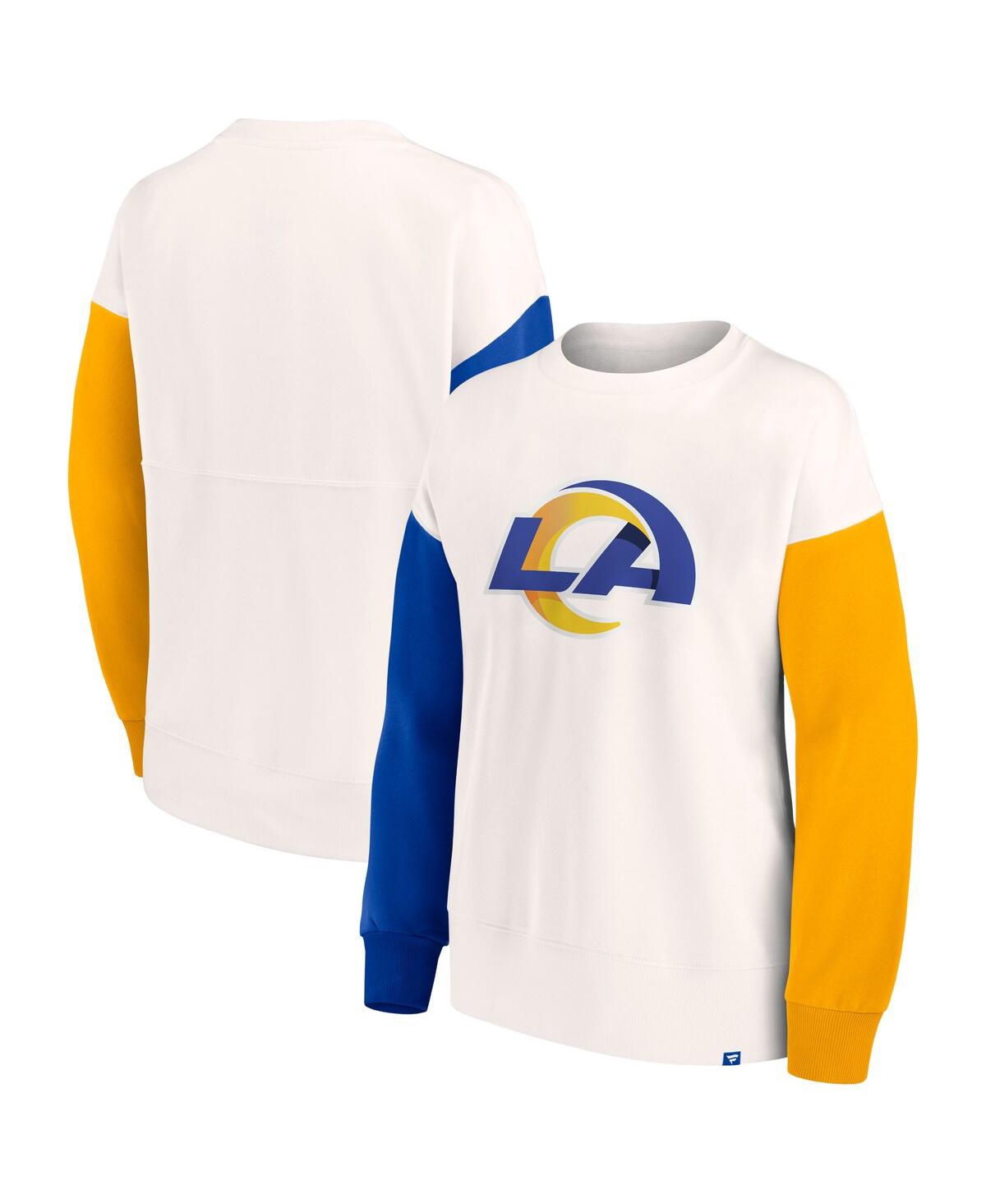 Fanatics Branded White Los Angeles Rams Colorblock Primary Logo Pullover Sweatshirt In White