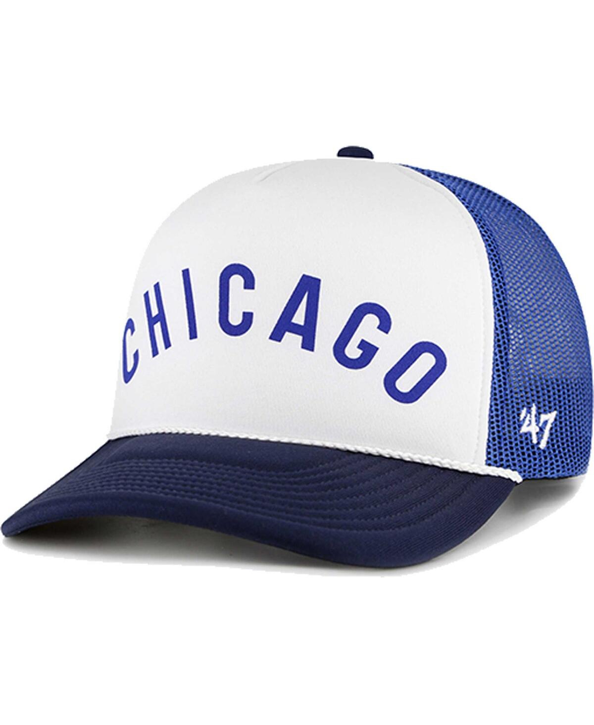 47 Brand Men's ' White Chicago Cubs Foam Front Script Trucker Snapback Hat In White