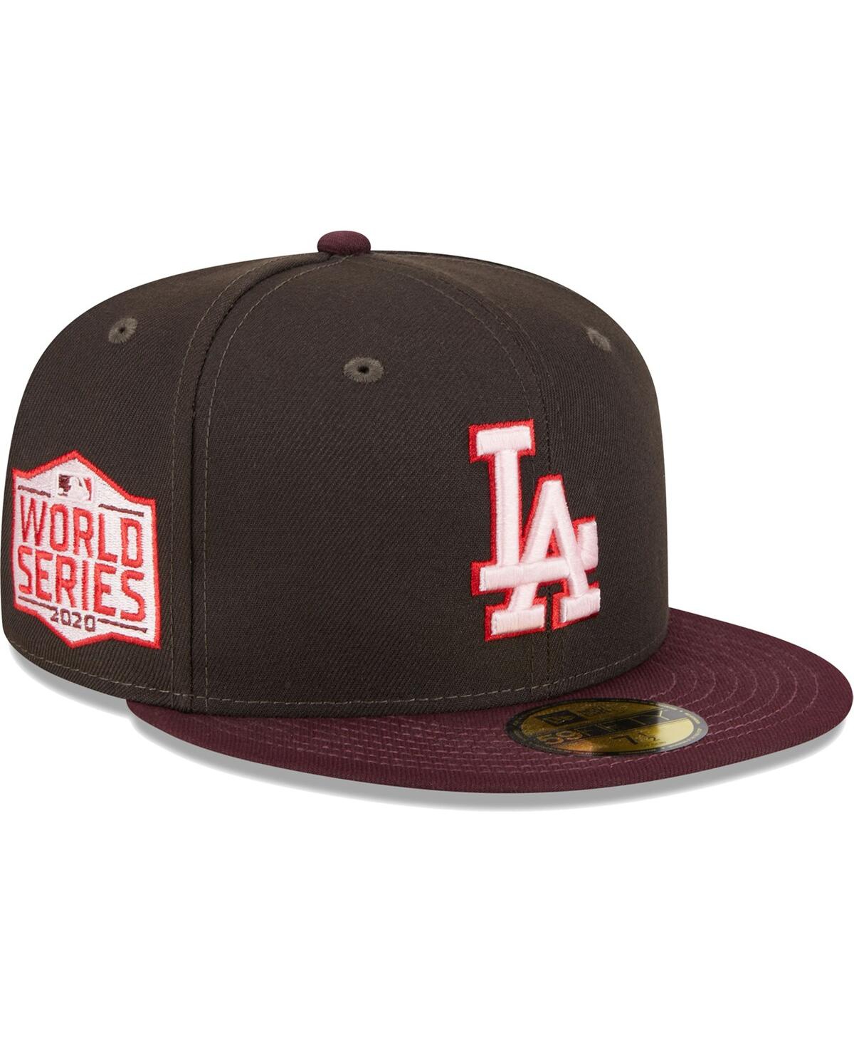 NEW ERA MEN'S NEW ERA BROWN, MAROON LOS ANGELES DODGERS CHOCOLATE STRAWBERRY 59FIFTY FITTED HAT 