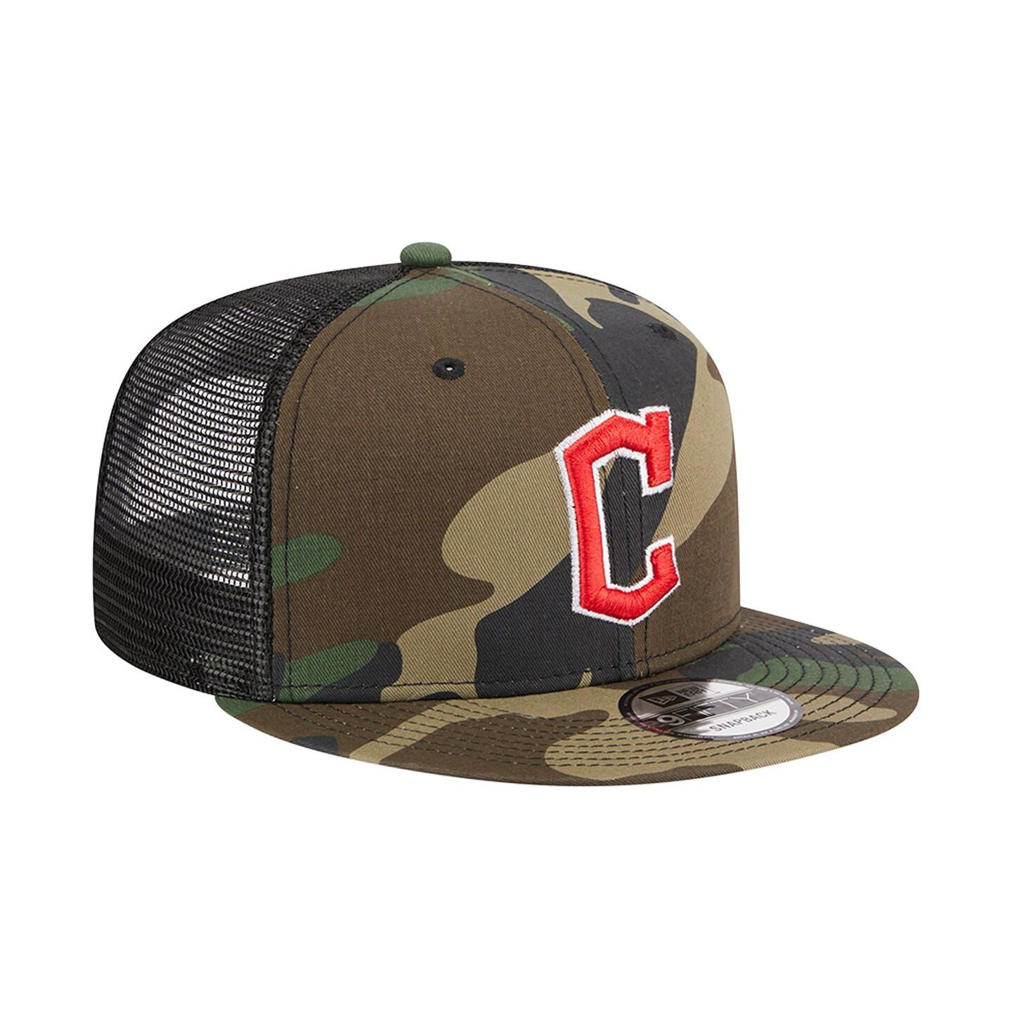 Мужская кепка New Era Camo Cleveland Guardians Woodland Camo Trucker 9FIFTY Snapback Hat — фото 4