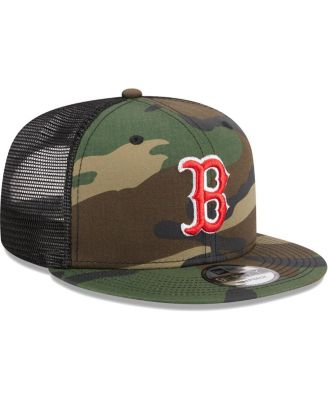 Men's Camo Boston Red Sox Woodland Camo Trucker 9FIFTY Snapback Hat