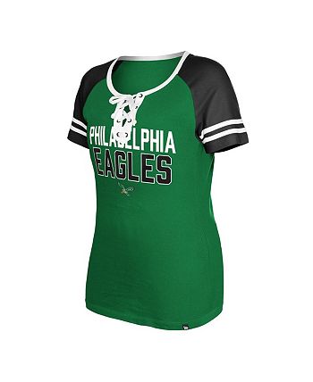 Men's New Era Green Philadelphia Eagles Throwback Raglan Long