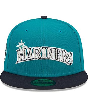 Seattle Mariners New Era Retro Jersey Script 59FIFTY Fitted Hat - Aqua